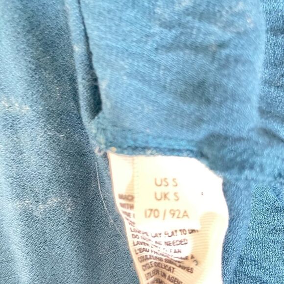 Free People Aqua Blue Baroque Boho Flowy Long Sleeve Top Size Small - Picture 9 of 11